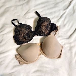 Motherhood nursing bra set nude and black lace size 36C